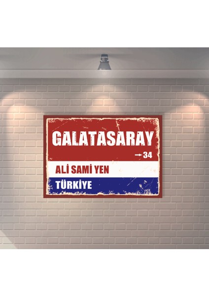 Galatasaray Sokak Ali Samiyen Türkiye Retro Mdf Duvar Dekarasyon Tablosu