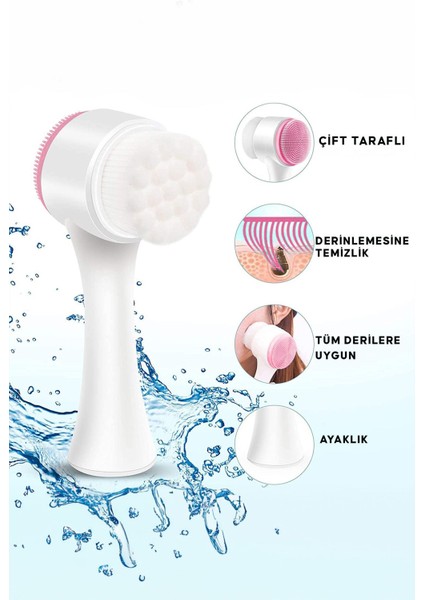 Çift Taraflı Silikon Yüz Temizleme ve Masaj Aleti, Peeling ve Bakım Cihazı fırsatları