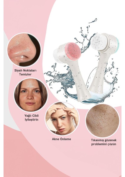 Çift Taraflı Silikon Yüz Temizleme ve Masaj Aleti, Peeling ve Bakım Cihazı indirimleri