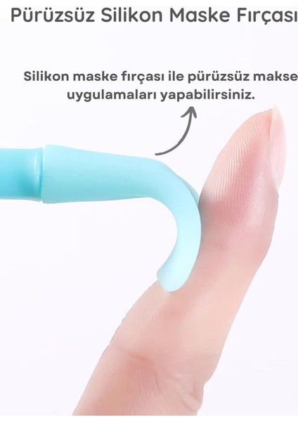 İki Taraflı Silikon Fırça ile Peeling ve Maske Uygulama Aracı