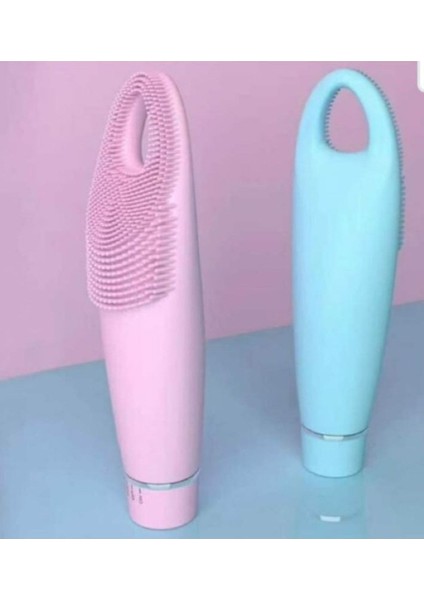 Pembe Yumuşak Silikon Yüz Temizleme ve Masaj Fırçası