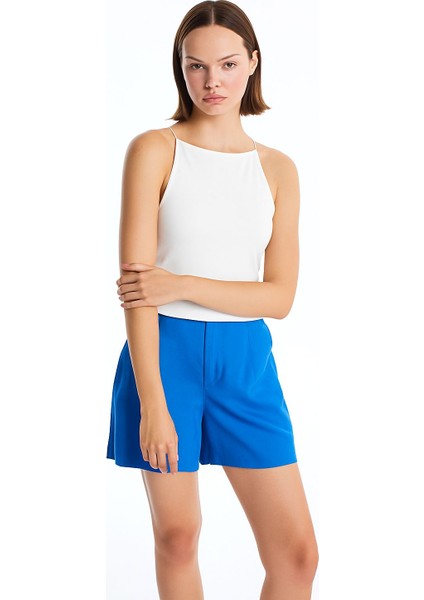 Kadın Dar Kesim Halter Yaka Önü Çift Kat Bluz Q00150H fiyatları