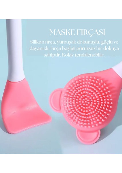 Yüz Temizleme, Peeling ve Maske Fırçası, Silikon 3 Taraflı