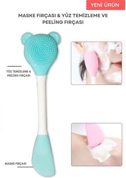 Yüz Temizleme, Peeling ve Maske Fırçası, Silikon 3 Taraflı