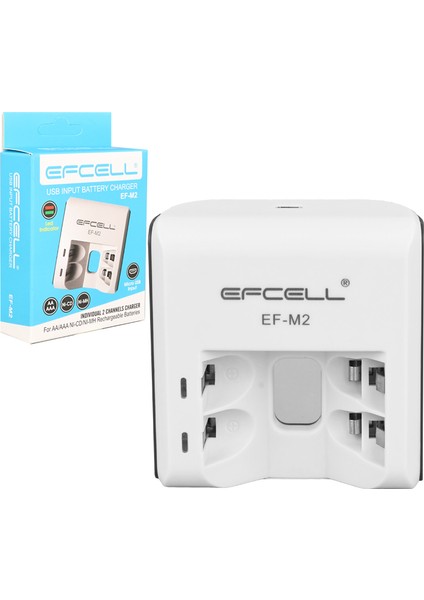 Efcell M2 Aa/aaa 2'li Pil Şarj Cihazı USB Input Battery Charger Ef-M2