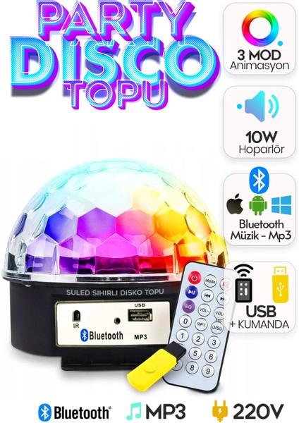 Parti Eğlence Için Renkli Işık Bluetoth Hoparlör Usb/bluetooth Sihirli LED Rengarenk Disko LED Işığı