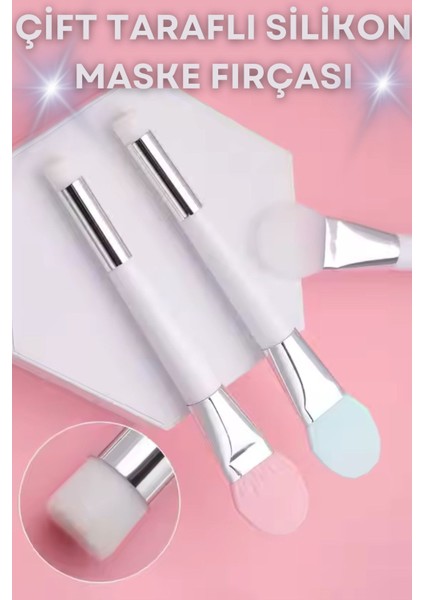 Çift Taraflı Silikon ve Kıl Maske Fırçası, Pembe Renkli