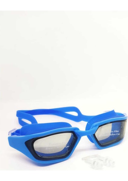 Mavi Yüzücü Gözlüğü, Standart Beden, Koruyucu Film ile Konforlu Kullanım