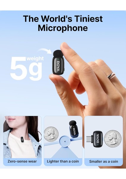 Mini-17 (1tx+1rx) Android/tablet/pc Için Gürültü Engelleyicili Kablosuz Yaka Mikrofonu Type-C