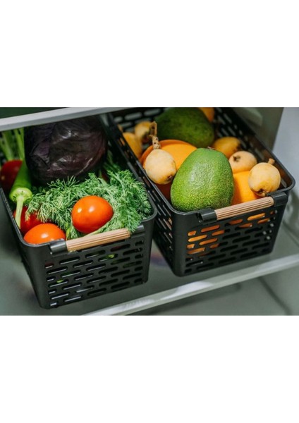 Siyah 5 Li Çok Amaçli Düzenleyici Sepet Seti Mutfak, Banyo, Ofs ve Dolap Içi Organizer