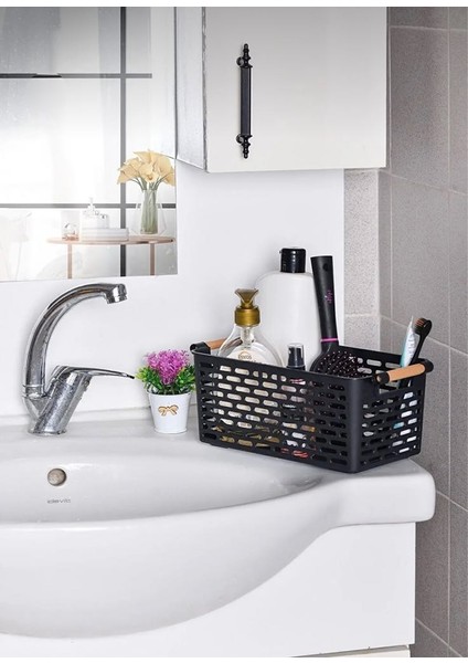 Siyah 5 Li Çok Amaçli Düzenleyici Sepet Seti Mutfak, Banyo, Ofs ve Dolap Içi Organizer