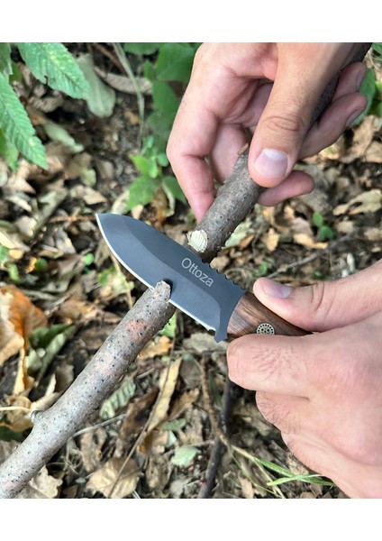 Küçük Av Bıçağı, 1075 Karbon Çelik ve Ceviz Ağacı Kabza - Kamp Bıçağı - Outdoor Bıçak - Buşkraft Bıçak modelleri