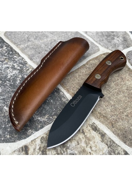 Küçük Av Bıçağı, 1075 Karbon Çelik ve Ceviz Ağacı Kabza - Kamp Bıçağı - Outdoor Bıçak - Buşkraft Bıçak