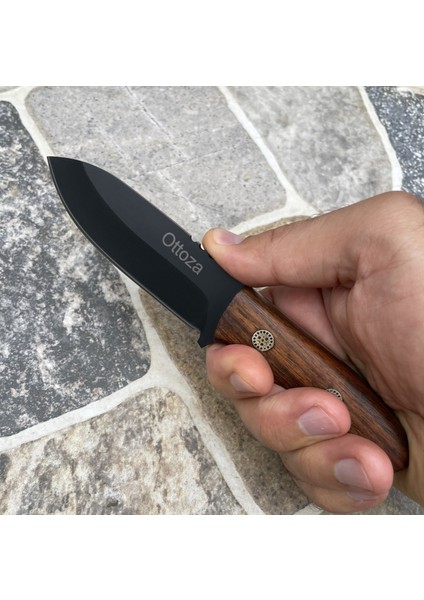 Küçük Av Bıçağı, 1075 Karbon Çelik ve Ceviz Ağacı Kabza - Kamp Bıçağı - Outdoor Bıçak - Buşkraft Bıçak