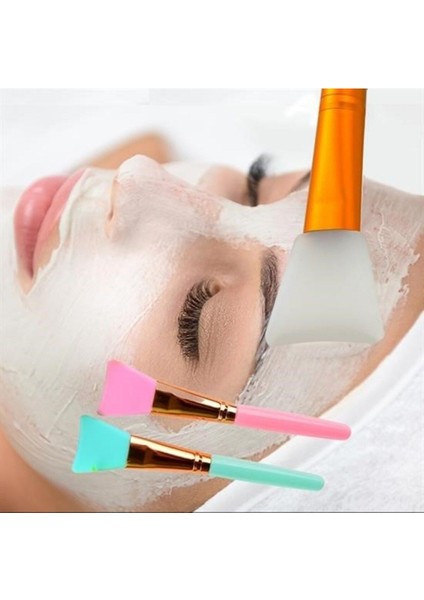 2'li Silikon Maske ve Krem Spatulası, Kolay Temizlik, Renkli, Yüz Bakım Aleti