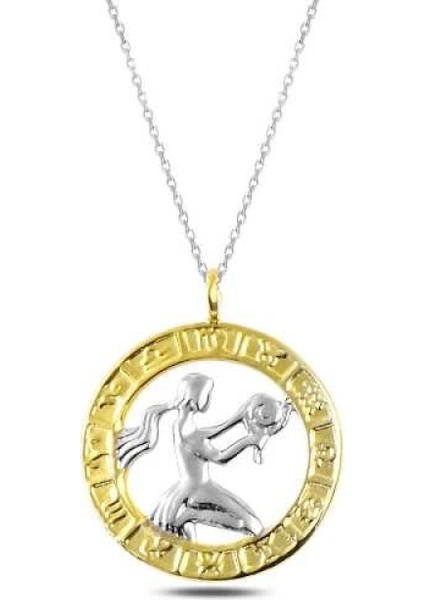 ​925 Ayar Gümüş Gold Başak Burcu Kadın Gümüş Kolye (T4927) (7272)