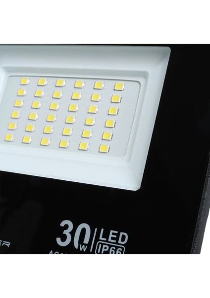 30 Watt - 220 Volt 6500K IP66 150* Işık Açısı Siyah Slim Kasa LED Projektör (4887)