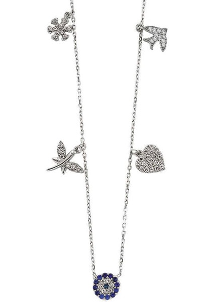 925 Ayar Gümüş Nazarlı Şans Kadın Gümüş Kolye (PND47118074) (7272)