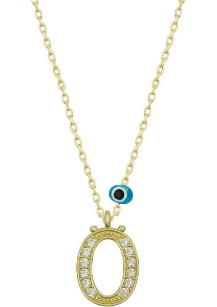 925 Ayar Gümüş Nazar Gold Ö Harfi Kadın Gümüş Kolye (T6792) (7272)