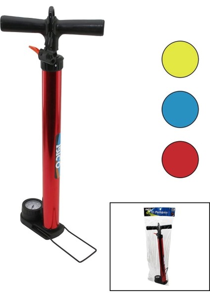Saatli Iran El Pompası Metal Gövde Plastik Kol - Altlık 55 cm Top - Bisiklet - Motor (4887)