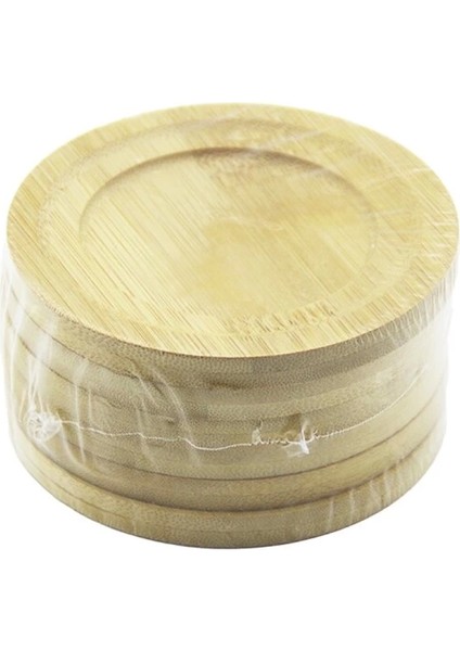 Yuvarlak= Çap: 9.7cm 6pcs Bambu - Ahşap Çay Tabak (4887)