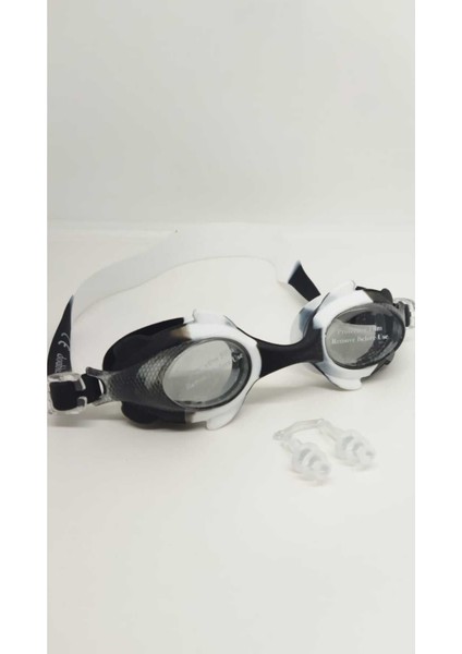 Çocuklar Için Siyah Beyaz Yüzücü Gözlüğü, Konforlu ve Şık Tasarım