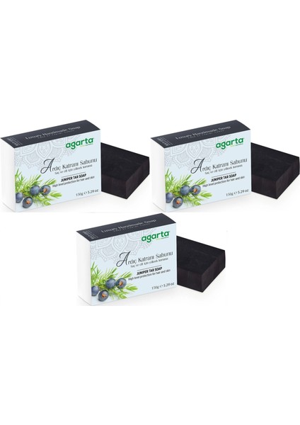 Agarta El Yapımı Doğal Sabun 150GR Ardıç Katranı (3 Lü Set)