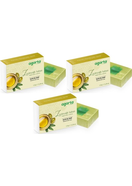 Agarta El Yapımı Doğal Sabun 150GR Zeytinyağlı (3 Lü Set)