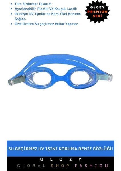 Mavi Çocuk Yüzme Gözlüğü, Ayarlanabilir Kayış, Uv Koruma, Su Geçirmez, Buğu Yapmaz