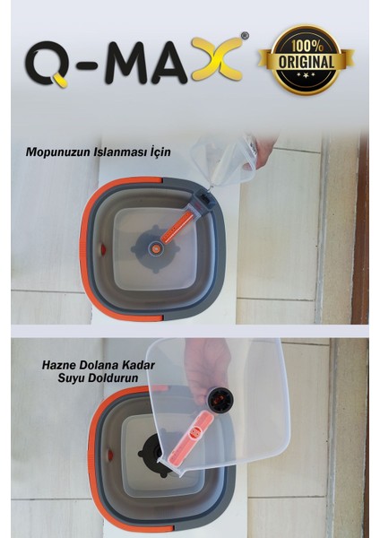 Kare Döner Başlıklı Mikrofiber Mop ve Vilada Kova Seti, Yedek Bez Hediyeli modelleri