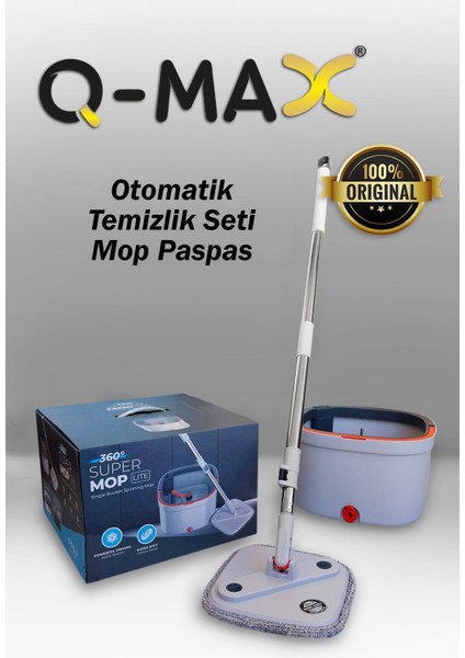 Kare Döner Başlıklı Mikrofiber Mop ve Vilada Kova Seti, Yedek Bez Hediyeli fırsatları