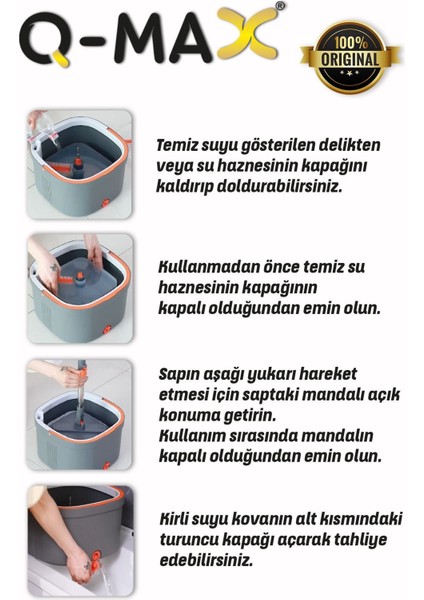 Kare Döner Başlıklı Mikrofiber Mop ve Vilada Kova Seti, Yedek Bez Hediyeli indirimleri