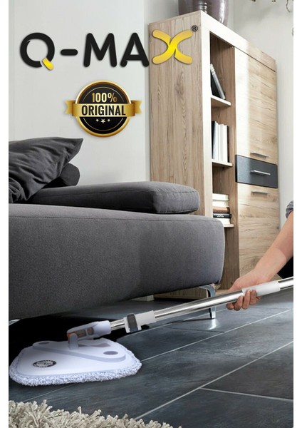 Kare Döner Başlıklı Mikrofiber Mop ve Vilada Kova Seti, Yedek Bez Hediyeli