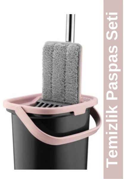 Siyah-Pembe Kompakt Temizlik Paspas Seti, Pratik ve Şık Kullanım Sağlar