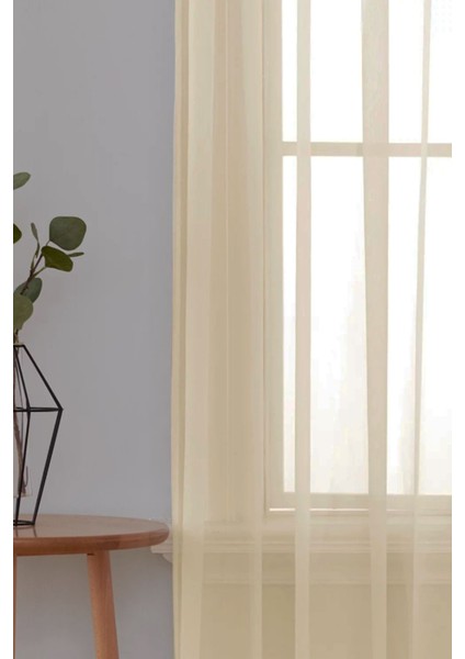 Krem Düz Tül Perde, Sade, Desensiz, Düz Tül,sık Pile, Ütü Istemez,tül,perde