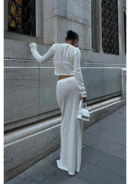 Macey Kroşe Crop Takım 9882