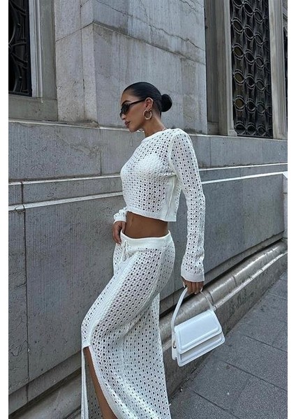 Macey Kroşe Crop Takım 9882