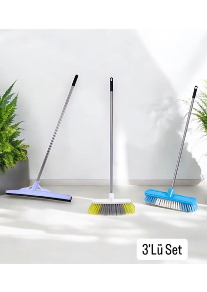 Çekçek Ve Halı Yıkama Fırçası Seti, Saplı Temizlik Araçları 3'Lü