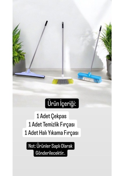 Çekçek Ve Halı Yıkama Fırçası Seti, Saplı Temizlik Araçları 3'Lü