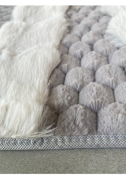 Serante Tavşan Tüyü, Kaymaz Taban, Pofuduk, Yumuşacık, Yıkanabilir 2'li Banyo Paspası