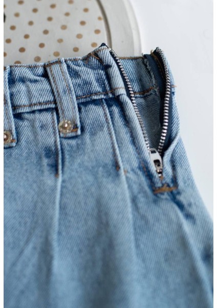 Kız Çocuk Pamuklu Kot Şort Etek Fuşya Pembe Güpür Detaylı Alt Üst Takım 2'li Takım modelleri