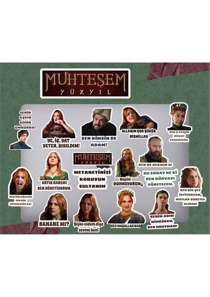 Muhteşem Yüzyıl 17'li Laptop Notebook Tablet Sticker Seti