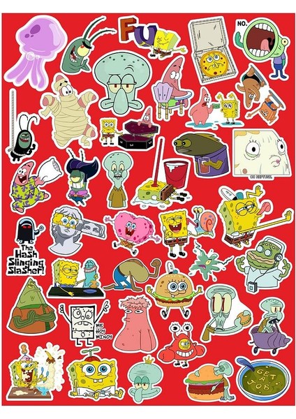 Sünger Bob Kare Şort Seri 1 Sticker Telefon Laptop Notebook Tablet Defter Matara Stiker Etiket
