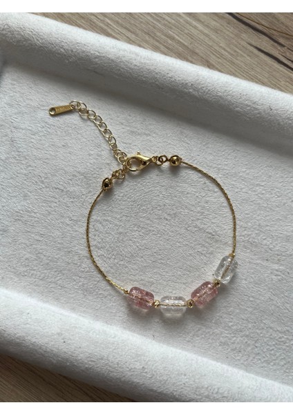 Silindir Necef Taşı Çelik Bileklik El Yapımı