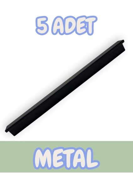 Fulya Alüminyum Metal Lüks Modern Mobilya Çekmece Mutfak Dolabı Kulpu Siyah (5 Adet)