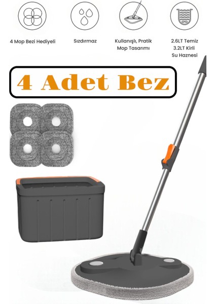 Mikrofiber Kare Temizlik Seti 4'lü, Su Ayrımlı, Pratik ve Temizliğe Uygun