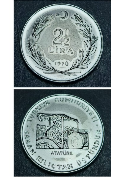 39963682634 Prof Baskı 2½lira 1970 Fao Saban Kılıçtan Üstündür Eski Madeni Para