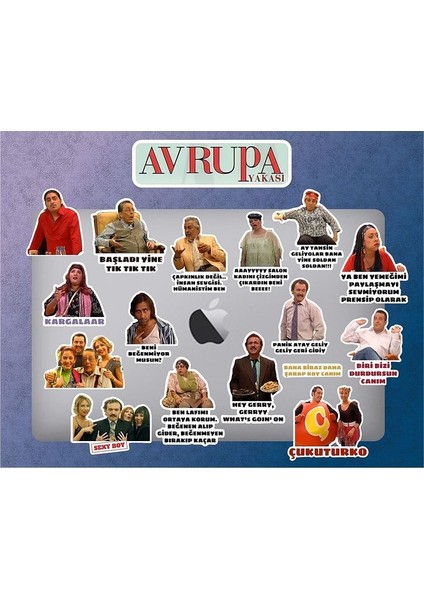 Avrupa Yakası 16 'lı Laptop Notebook Tablet Sticker Seti