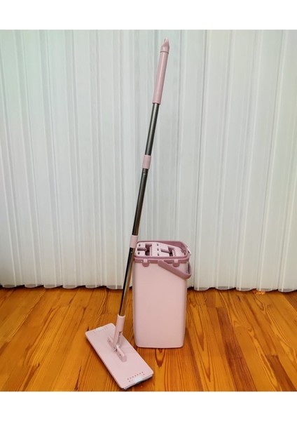 Gül Kurusu Mikrofiber Çift Kovalı Flat Mop Temizlik Seti