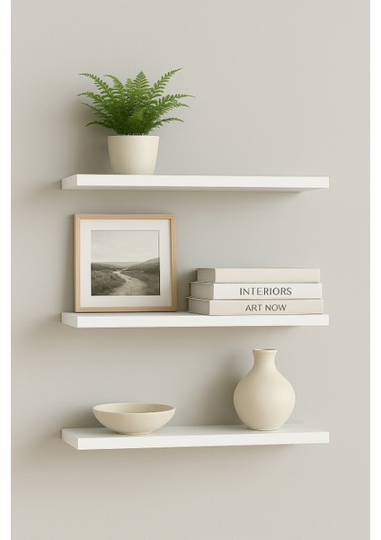 Minimal Beyaz Mdf Duvar Rafı – 30×13 Cm-1 Adet